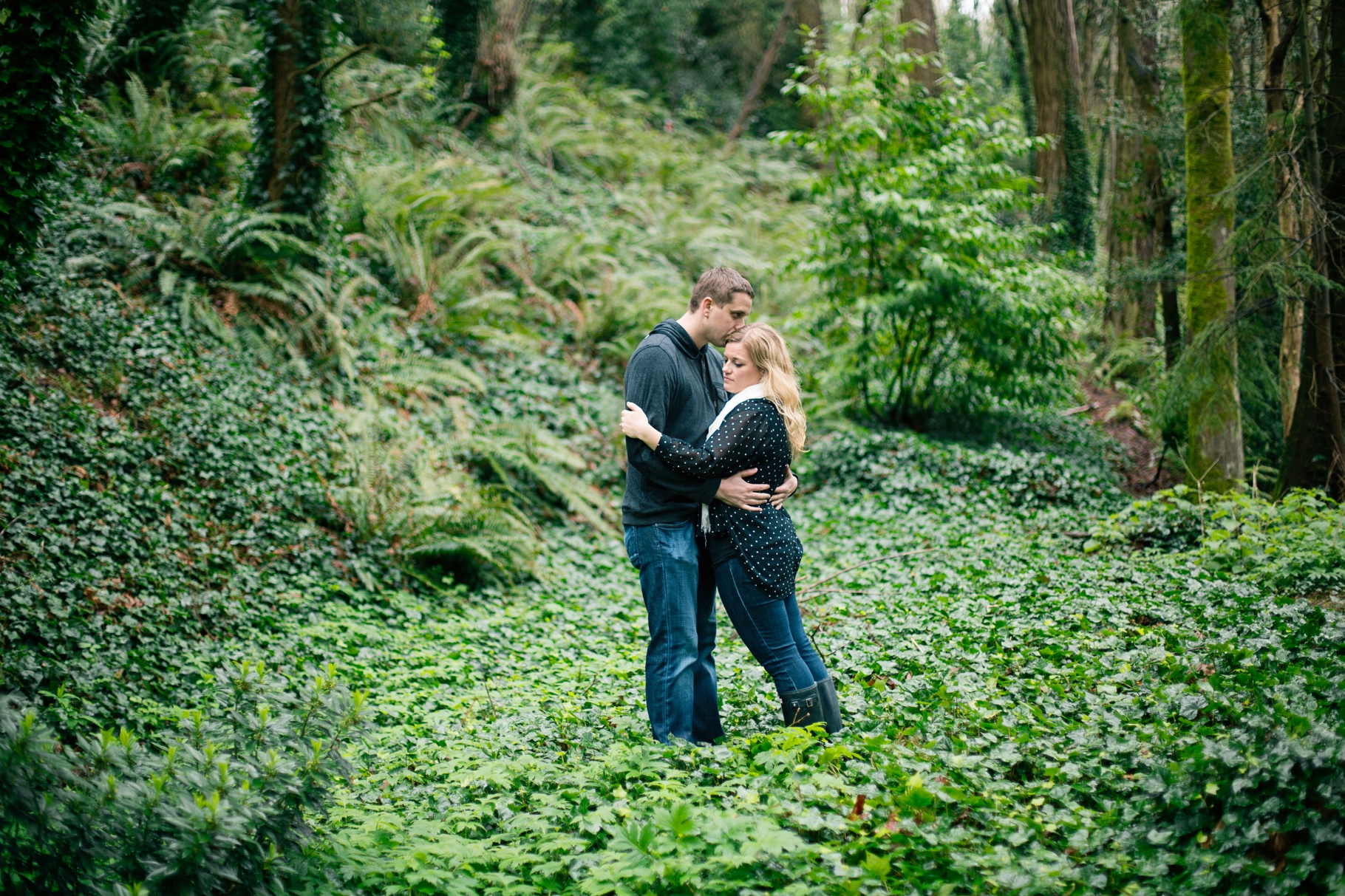 1-Engaged-Golden-Gardens-Park-Ballard-Forest-Engagement-Northwest-Woods-Rainy-Seattle-Photographer-Wedding-Photography-by-Betty-Elaine