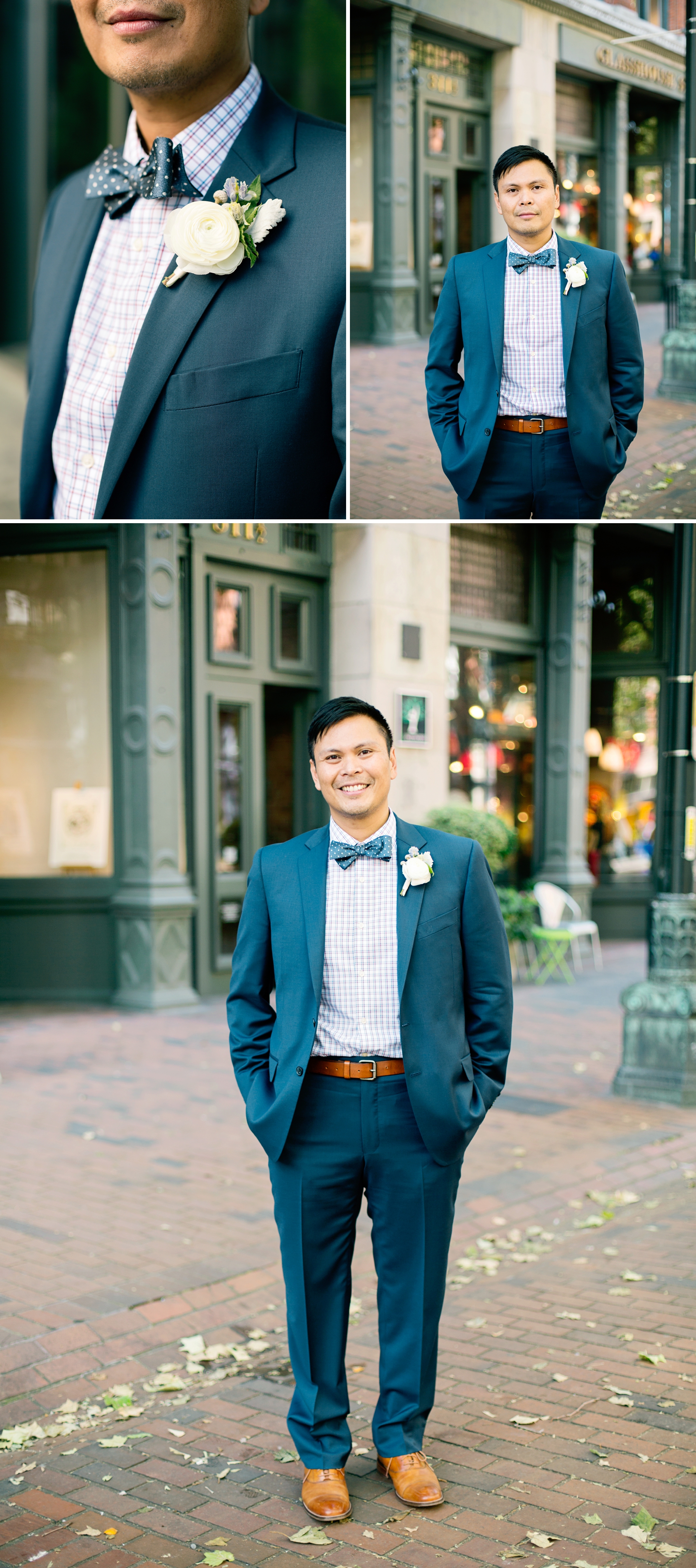 13-Groom-boutonniere-Groom-Style-Occidental-Park-Seattle-Pioneer-Square-Wedding-Day-Photographer-Photography-by-Betty-Elaine
