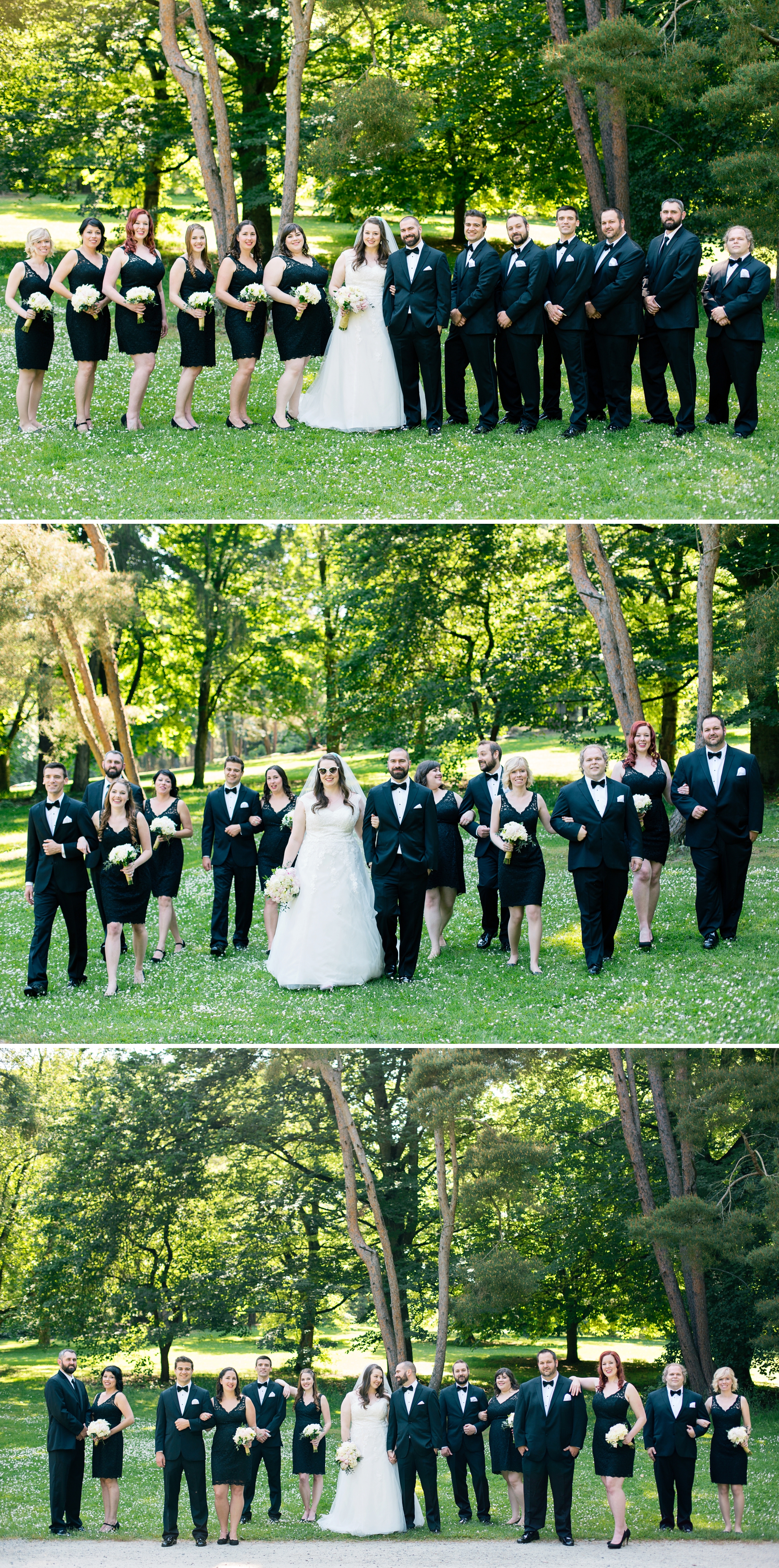 36-Wedding-Party-Portraits-Bridesmaids-Black-Dresses-Groomsmen-Classic-Suits-Woodland-Park-Seattle-Wedding-Photographer-Photography-by-Betty-Elaine