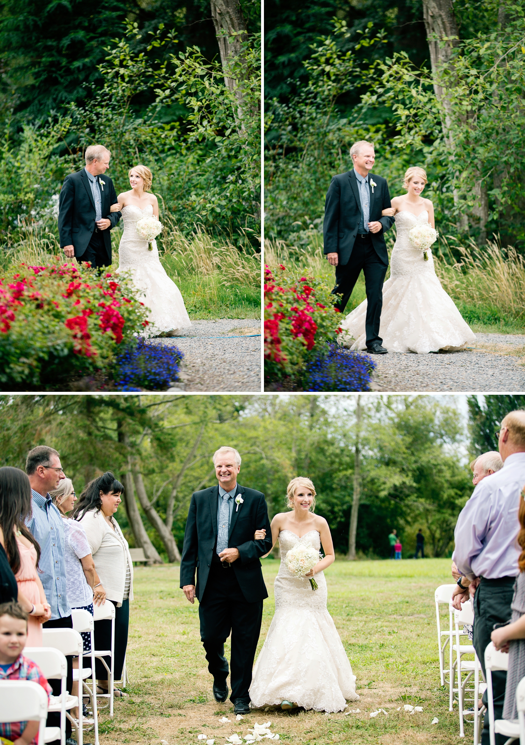 26-Bride-Father-Walking-Aisle-Ceremony-Woods-Normandy-Cove-Beach-Wedding-Photographer-Bride-Groom-Seattle-Wedding-Photography-Northwest