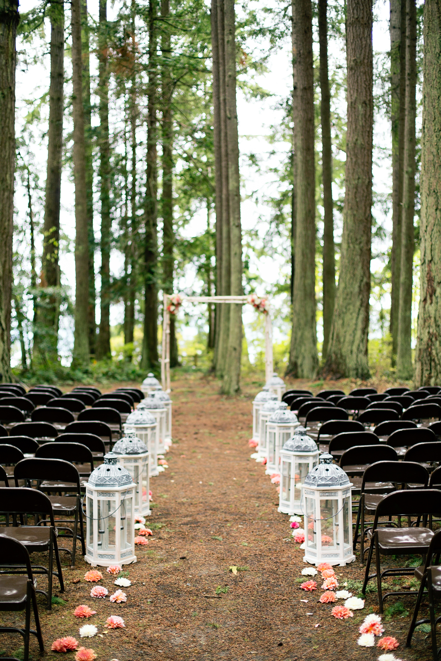 28-Ceremony-Lantern-lined-Aisle-Chuppah-Birch-Tree-Branches-Arbor-wooded-bluff-olympic-mountains-Kitsap-Memorial-State-Park-Forest-Northwest-Photographer-Seattle-Wedding-Photography-by-Betty-Elaine