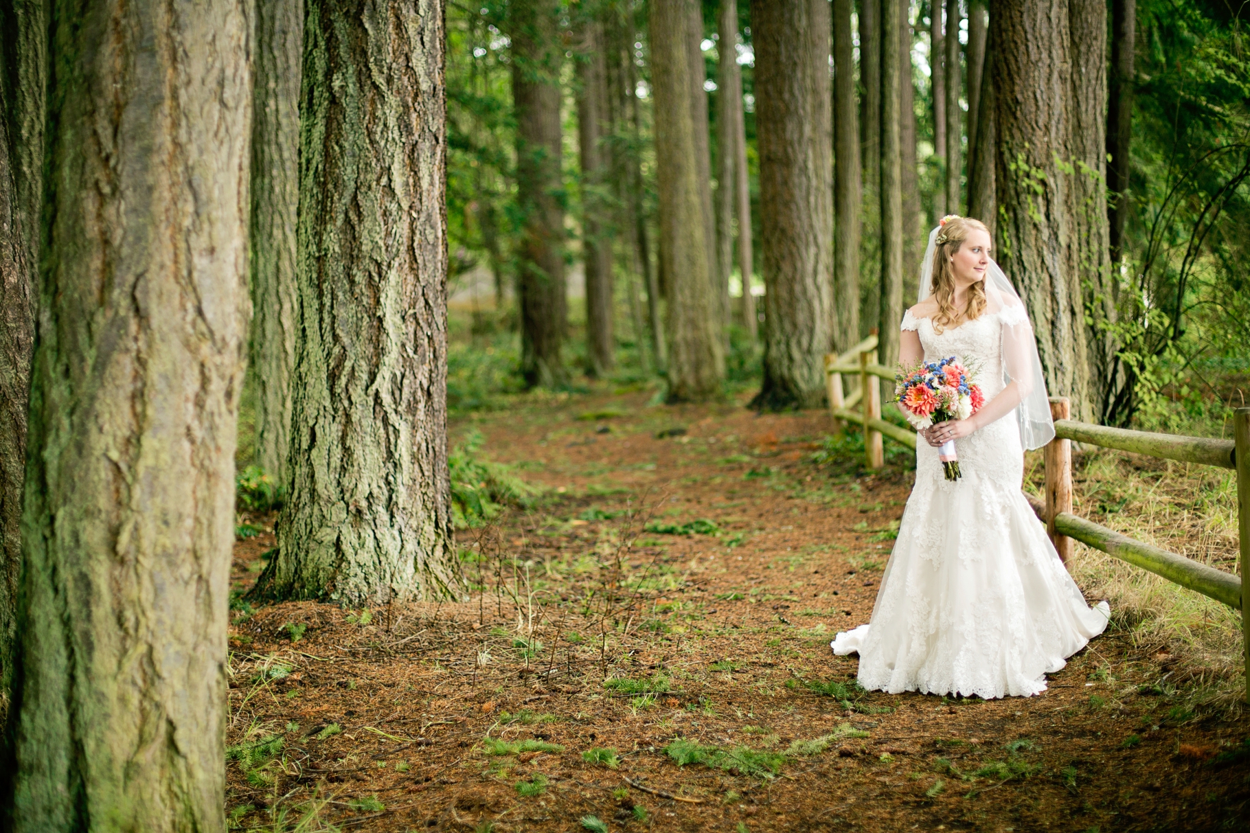 6-Bridal-Portraits-Bride-wooded-bluff-olympic-mountains-log-cabin-Kitsap-Memorial-State-Park-Forest-Northwest-Photographer-Seattle-Wedding-Photography-by-Betty-Elaine