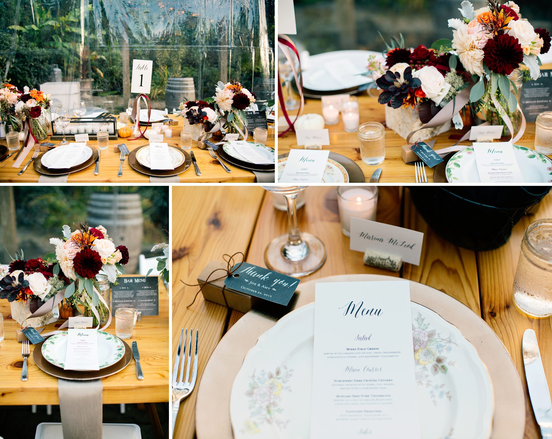35-Reception-China-Plate-Settings-Farm-Tables-Delille-Cellars-Chateau-Vineyard-Woodinville-Wedding-Photographer-Photography-by-Betty-Elaine