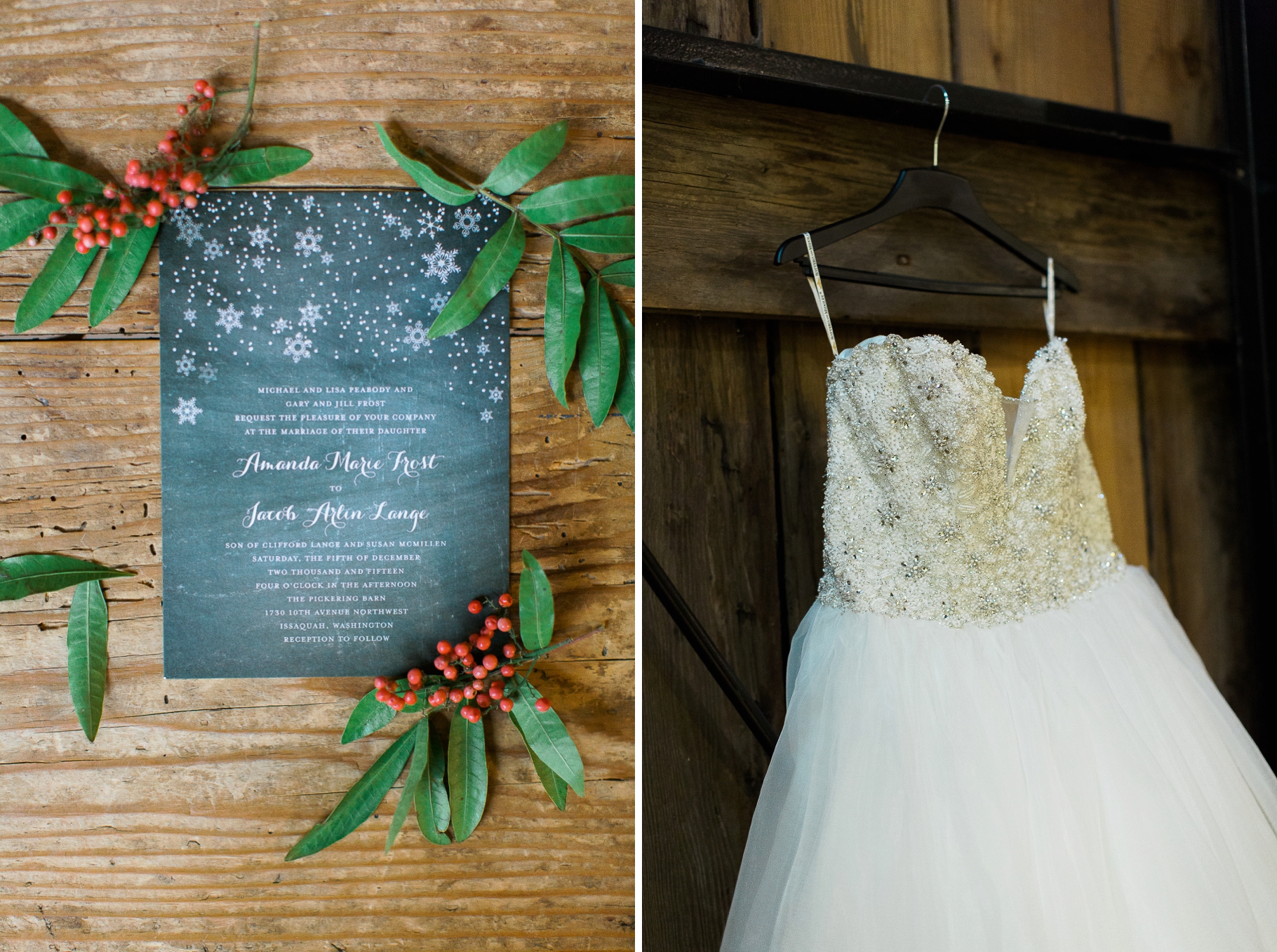 1-Invitations-Snowflakes-Bridal-Gown-Pickering-Barn-Issaquah-Winter-Wedding-Photographer-Seattle-Photography-by-Betty-Elaine