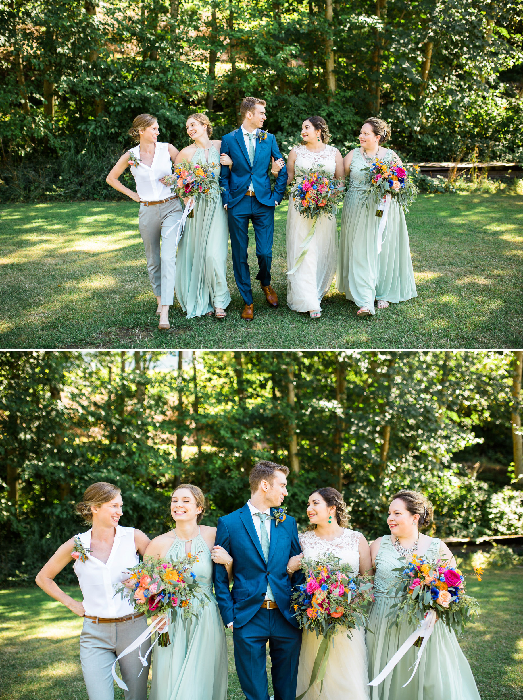 27-bride-groom-portraits-bridesmaids-green-dresses-colorful-edmonds-seattle-wedding-photographer
