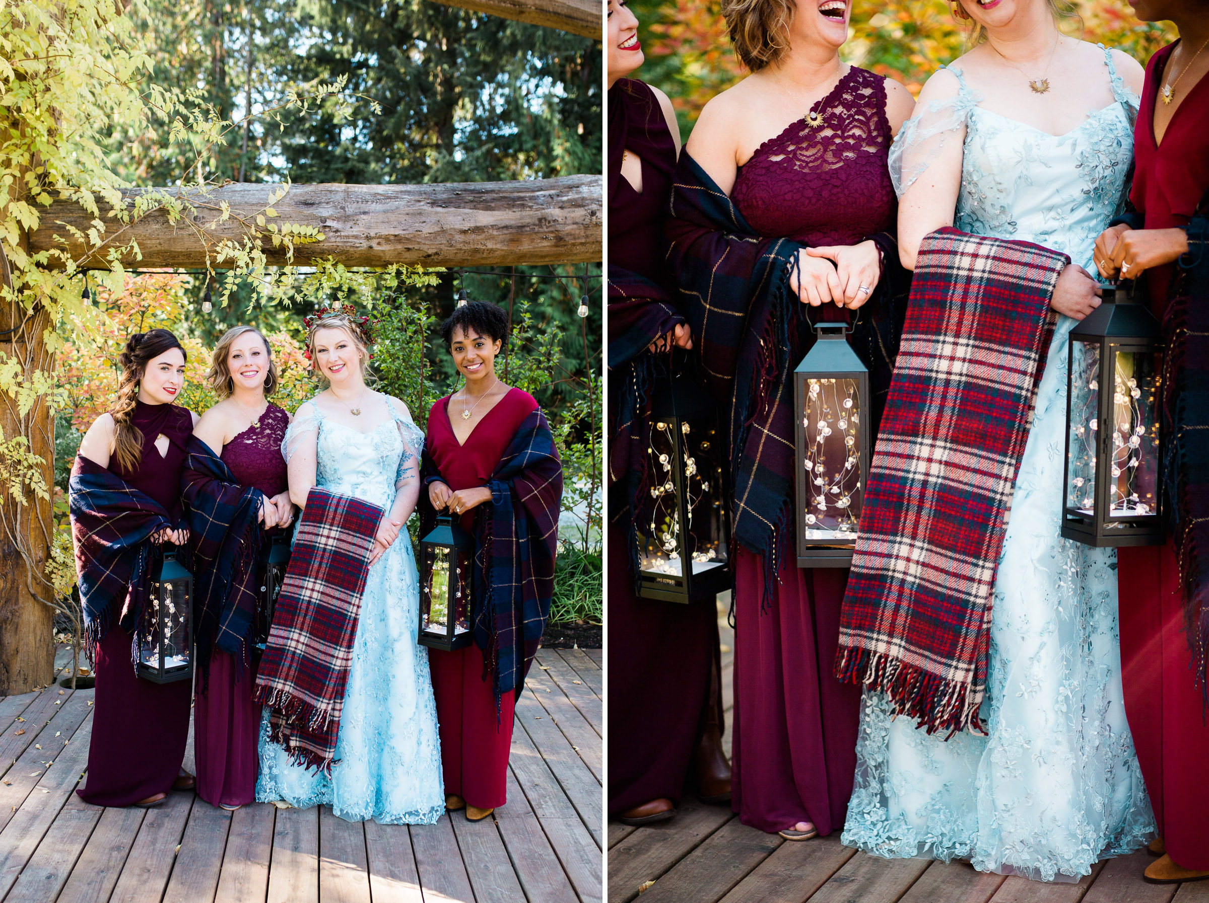 15-Black-Diamond-Gardens-Wedding-Seattle-Photographer-Bride-Bridesmaid-Portraits-Fall-Autumn-Plaid-Bridal-Laterns